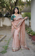 Kalikar Heavy Twilve banarasi crush Fark Laces Border Green Mengo-