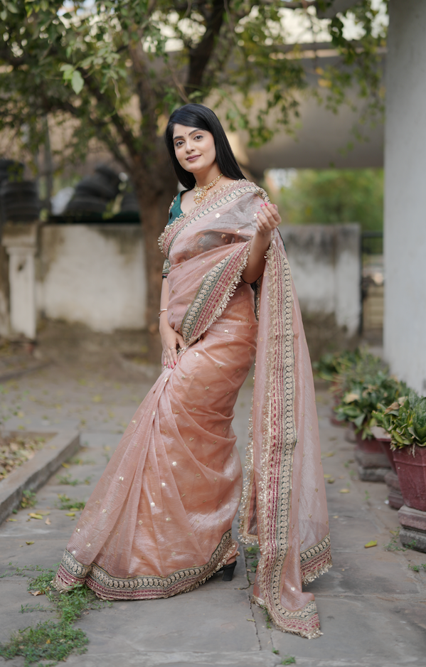 Kalikar Heavy Twilve banarasi crush Fark Laces Border Green Mengo-