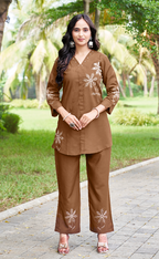 Premium Designer Embroidered Co-ord Set of Reyon Fabric