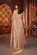 Kalikar Fandy Satin Silk Beads & Pipe Hand Work Butta UNSTITCH -Light Bronze 6018