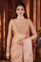 Kalikar Fandy Satin Silk Beads & Pipe Hand Work Butta UNSTITCH -Light Bronze 6018