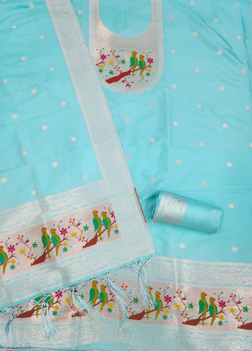 Maharashtra's Royal Heritage Unstitched Dress Material VOL-003 -Sky Blue Kalikar