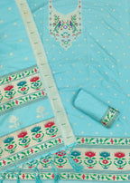Blue Color Paithani woven Pattern Top, Bottom & Dupatta Dress Material