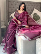 Kalikar Soft Zimmy choo Silk Wine - RV- Silver Gold