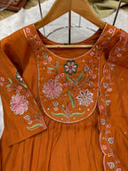 Elegant Straight Kurti Pant Dupatta Set of Rust