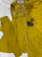 Elegant Straight Kurti Pant Dupatta Set of Yellow