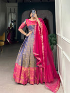 Designer Kanjivaram Woven Gown OF Blue Colour