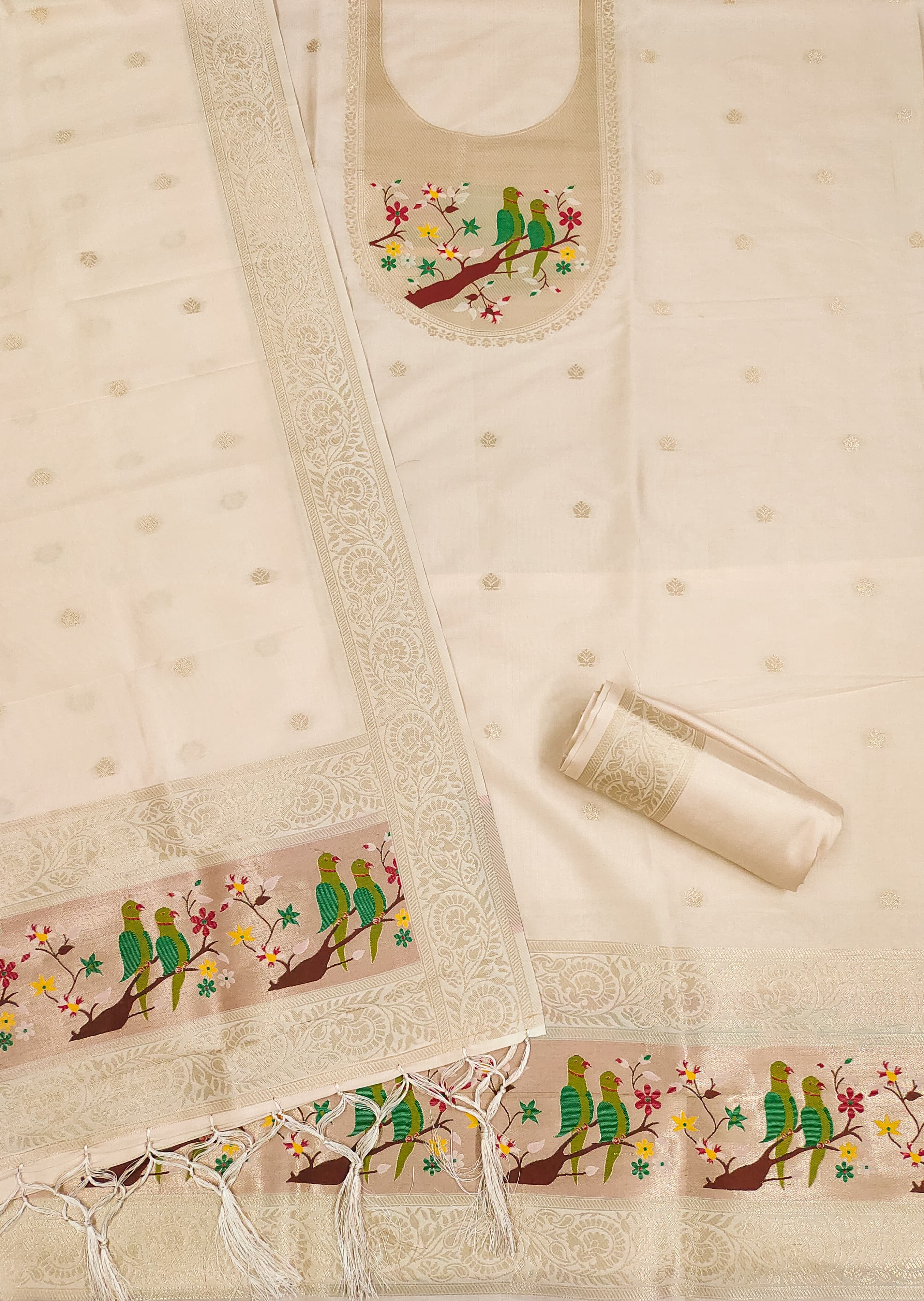 Maharashtra's Royal Heritage Unstitched Dress Material VOL-003 -Off White