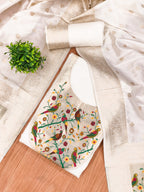 Off White Color Paithani woven Pattern Top, Bottom & Dupatta Dress Material
