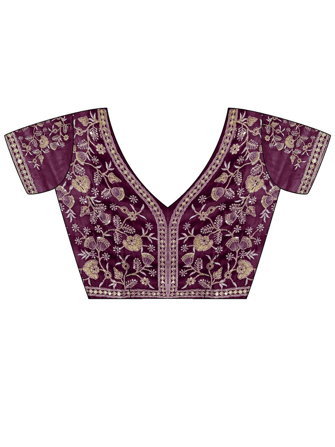 Kalikar Soft Zimmy choo Silk Wine - RV- Silver Gold