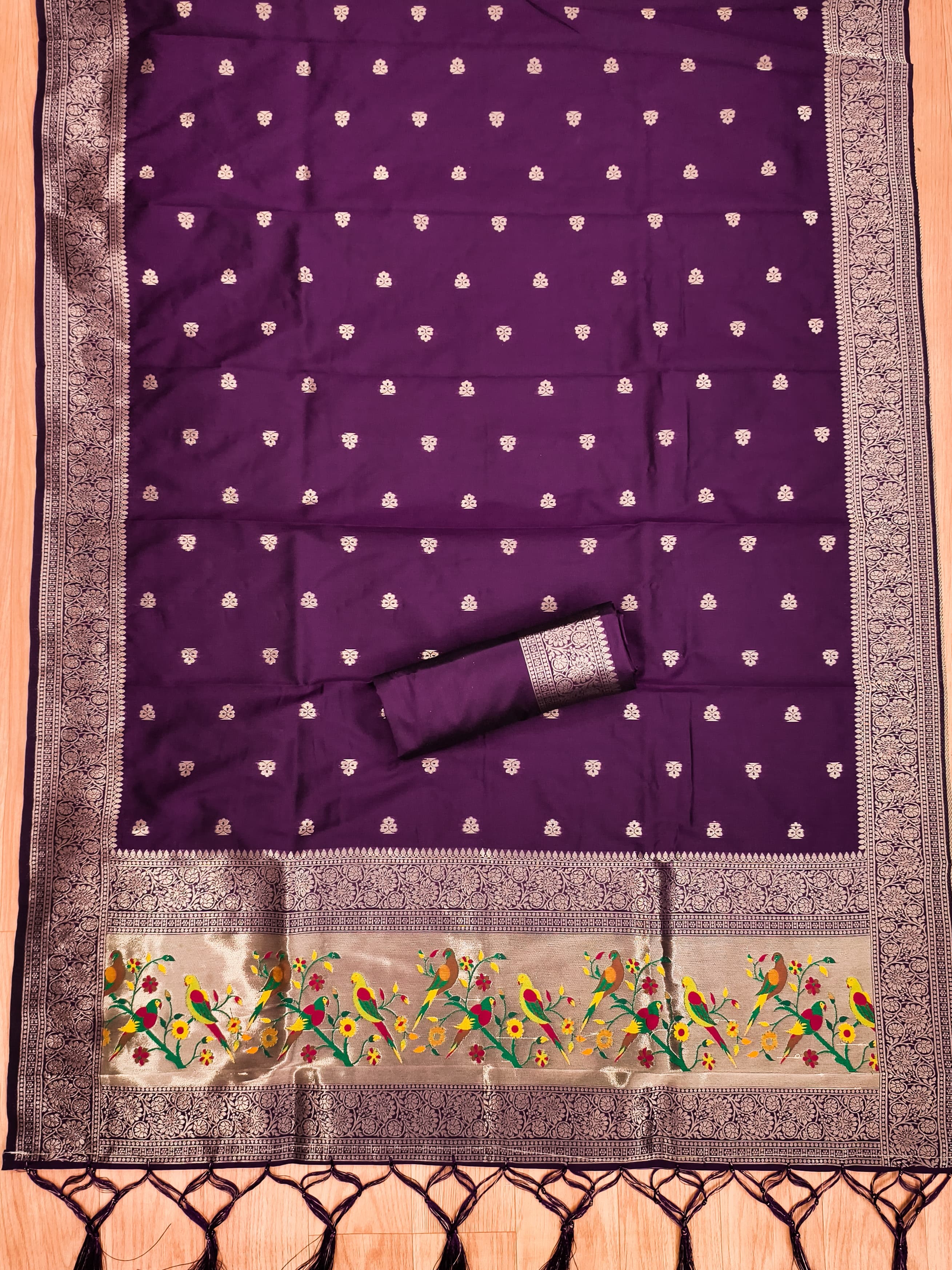 Magenta Color Paithani woven Pattern Top, Bottom & Dupatta Dress Material