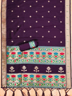 Wine Color Paithani woven Pattern Top, Bottom & Dupatta Dress Material