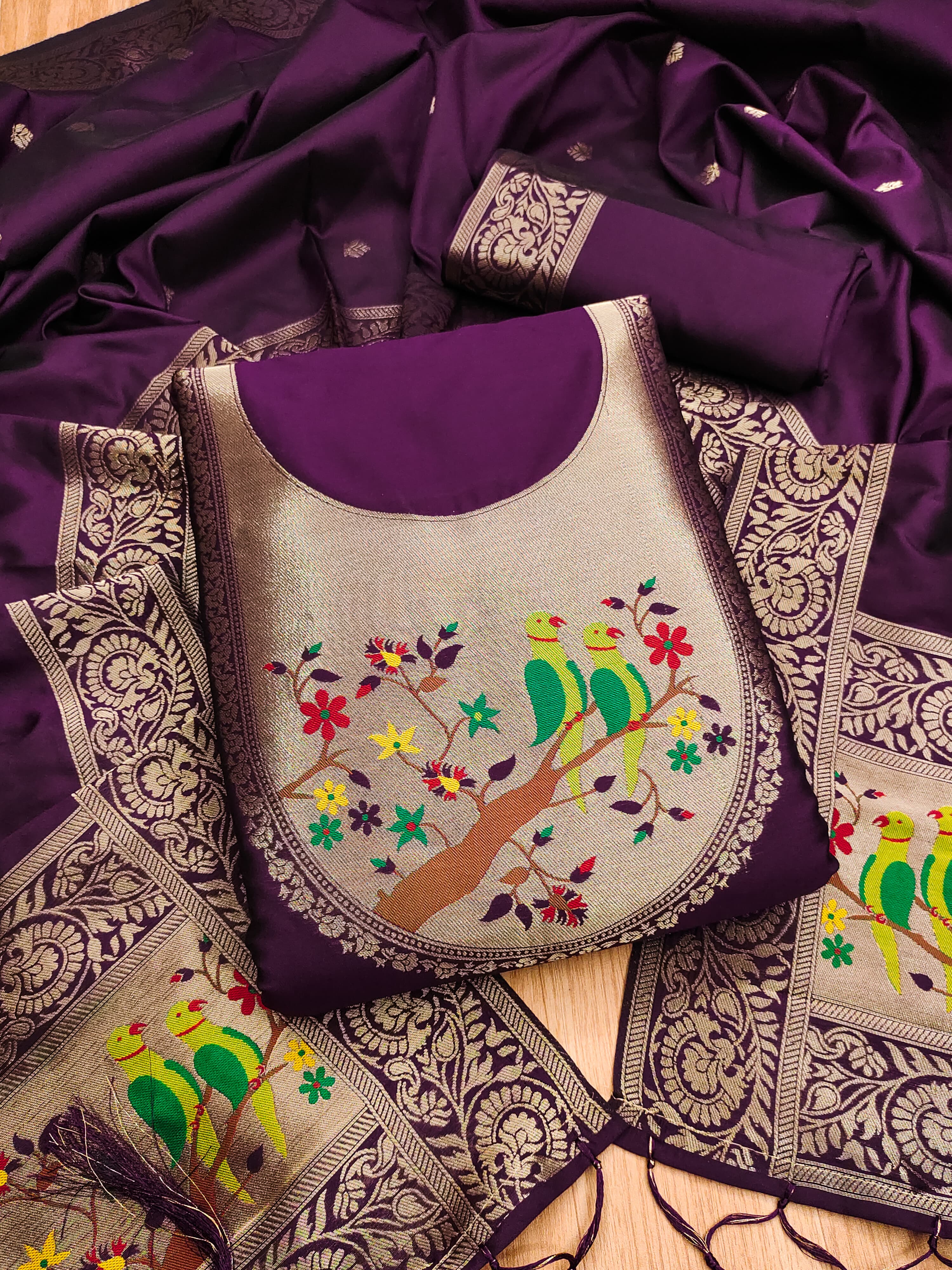 Maharashtra's Royal Heritage Unstitched Dress Material VOL-003 -Wine