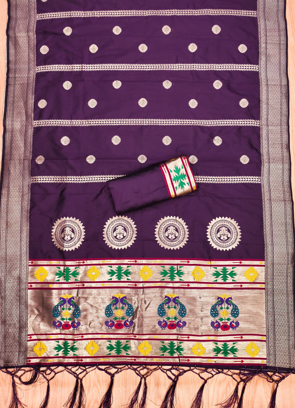 Teal Color Paithani woven Pattern Top, Bottom & Dupatta Dress Material