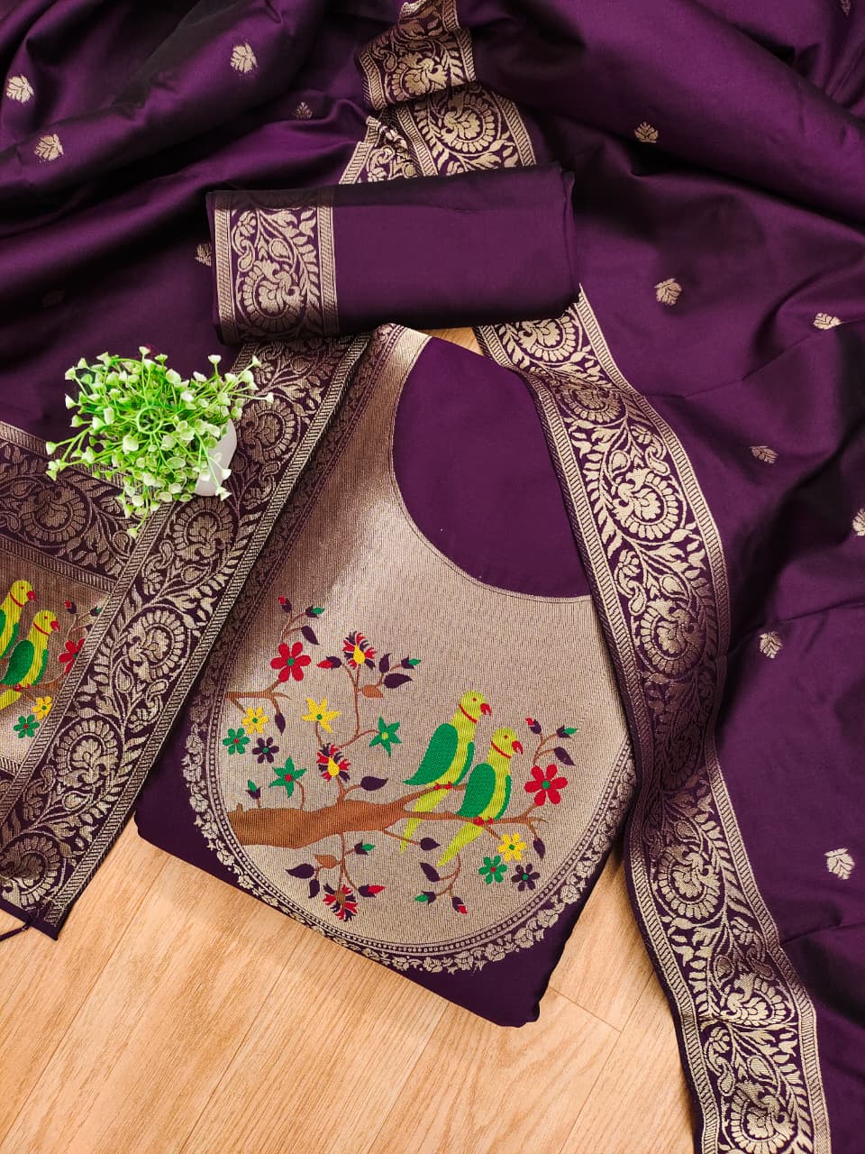 Maharashtra's Royal Heritage Unstitched Dress Material VOL-003 -Wine Kalikar