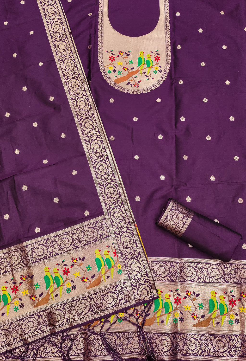 Maharashtra's Royal Heritage Unstitched Dress Material VOL-003 -Wine Kalikar