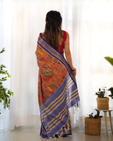 Pure Weaving Silk Saree with Kalamkari Print.