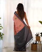 Designer Kalamkari Printed Saree of Pink Color