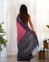 Pink Color Designer Prism Print with Weaving Border.