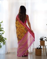 Pure Weaving Silk Saree with Kalamkari Print.