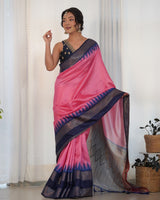 Pink Color Designer Prism Print with Weaving Border.