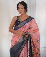 Designer Kalamkari Printed Saree of Pink Color