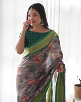 Pure Weaving Silk Saree with Kalamkari Print.