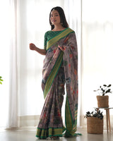 Pure Weaving Silk Saree with Kalamkari Print.