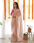 Bollywood Designer Saree of Peach Color. Kalikar