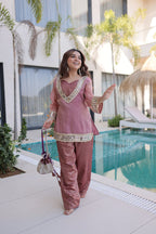 Kalikar Faux Blooming With Embroidered Work  Kurta Set KADV-9319