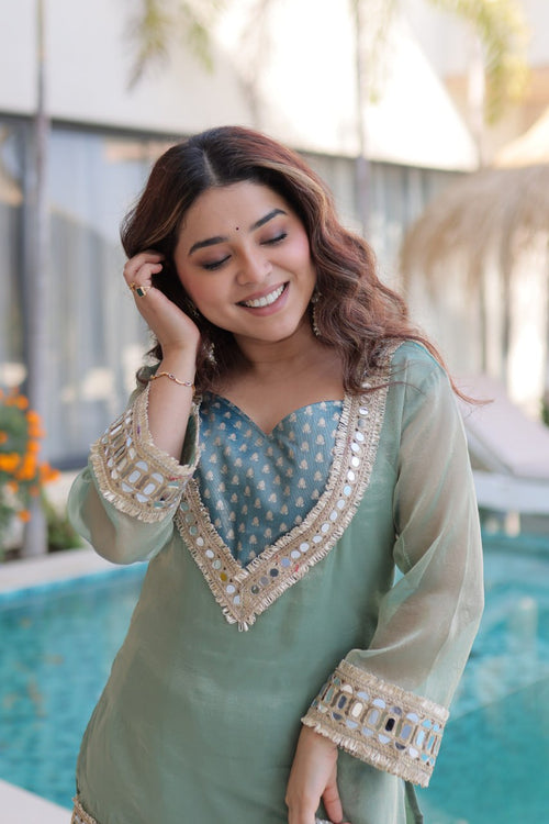 Designer Embroidery work with Real Mirrored Gown of Velvet Fabric