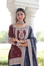 Kalikar  NC Silk With Sequins and Codding Embroidered work Sharara Set - 9302