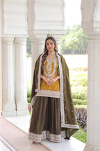 Kalikar  NC Silk With Sequins and Codding Embroidered work Sharara Set - 9302