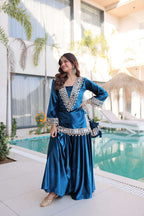 Ice Velvet with Rich Zari Embroidered & Real Mirror work- Kurta set Kalikar