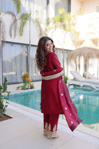 Kalikar Fendi silk with Coding  Sequins Embroidered work Kurta Set KADV-1232