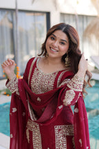 Kalikar Fendi silk with Coding  Sequins Embroidered work Kurta Set KADV-1232