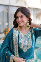 Kalikar Fendi silk with Coding  Sequins Embroidered work Kurta Set KADV-1232