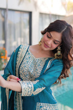 Kalikar Fendi silk with Coding  Sequins Embroidered work Kurta Set KADV-1232