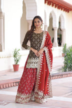 Designer Embroidered Kurta & Sharara with Dupatta