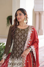 Designer Embroidered Kurta & Sharara with Dupatta
