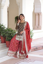 Designer Embroidered Kurta & Sharara with Dupatta