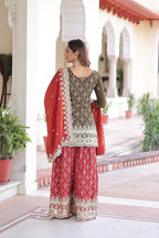 Designer Embroidered Kurta & Sharara with Dupatta