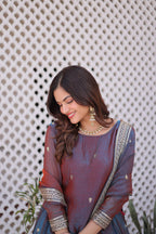 Kalikar Fendi Chiffon with Zari Sequins Embroidered Work Kalikar