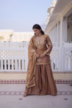 Kalikar Fendi Crush with Zari  Sequins Embroidered work Sharara Set - 1229