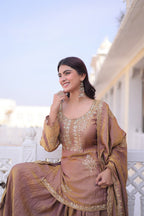 Kalikar Fendi Crush with Zari  Sequins Embroidered work Sharara Set - 1229