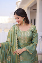 Kalikar Fendi Crush with Zari  Sequins Embroidered work Sharara Set - 1229