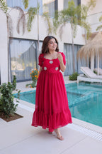 Kalikar Embroidered Work Gown 1224-Red Kalikar