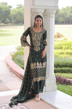 Kalikar Faux Blooming With Embroidered Work  Kurta Set KADV-1219