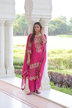 Kalikar Faux Blooming With Embroidered Work  Kurta Set KADV-1219