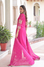 Kalikar Faux Blooming With Embroidered Work  Kurta Set KADV-1219